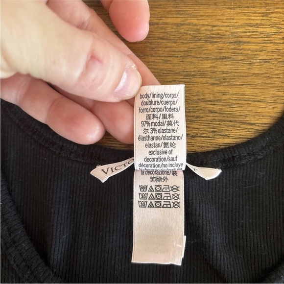 Victoria Secret Women Top Small Black Cropped Ribbed Racerback Tank Bralette - Picture 7 of 10